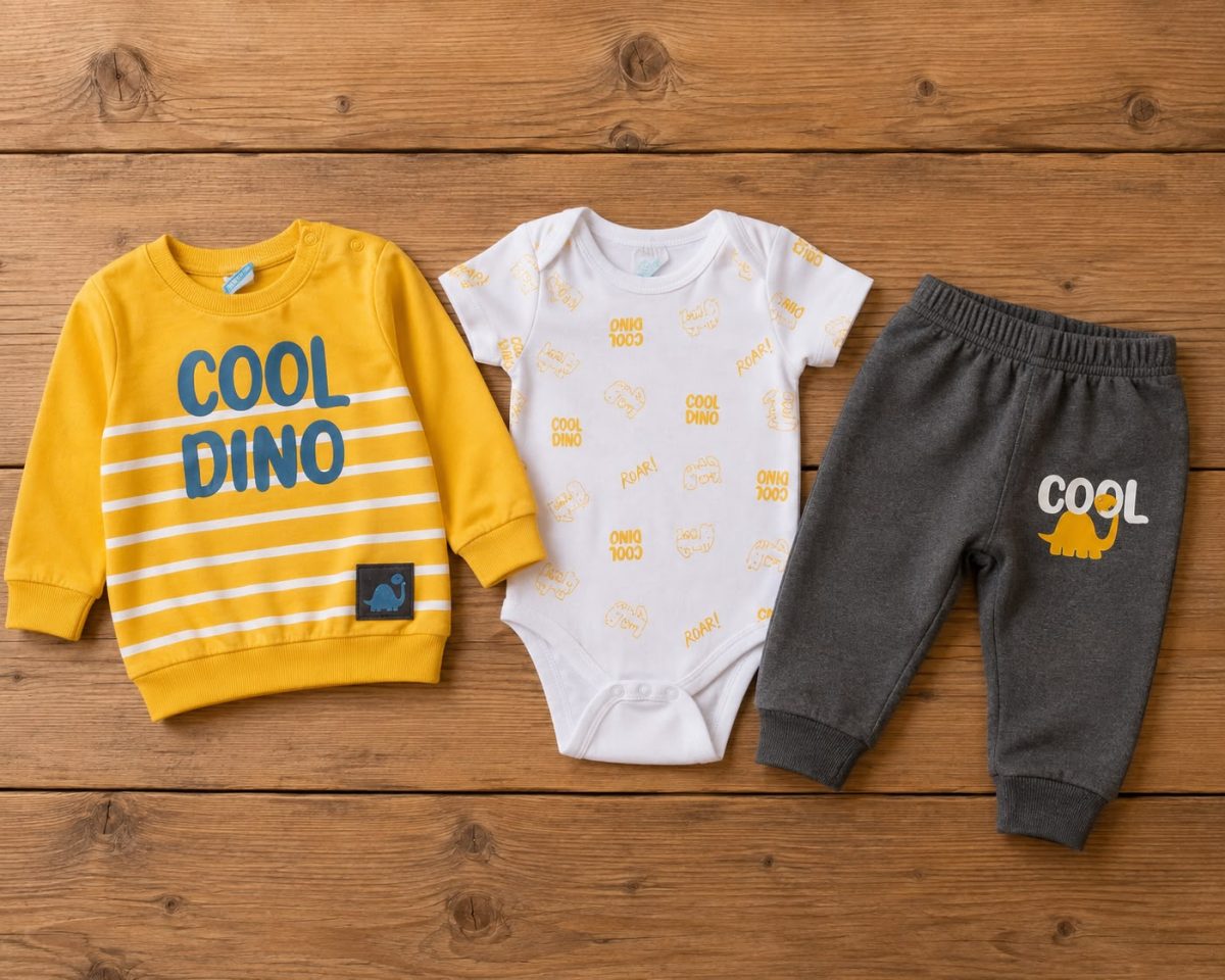 Cool Dino Baskılı Üçlü Erkek İnterlok Takım