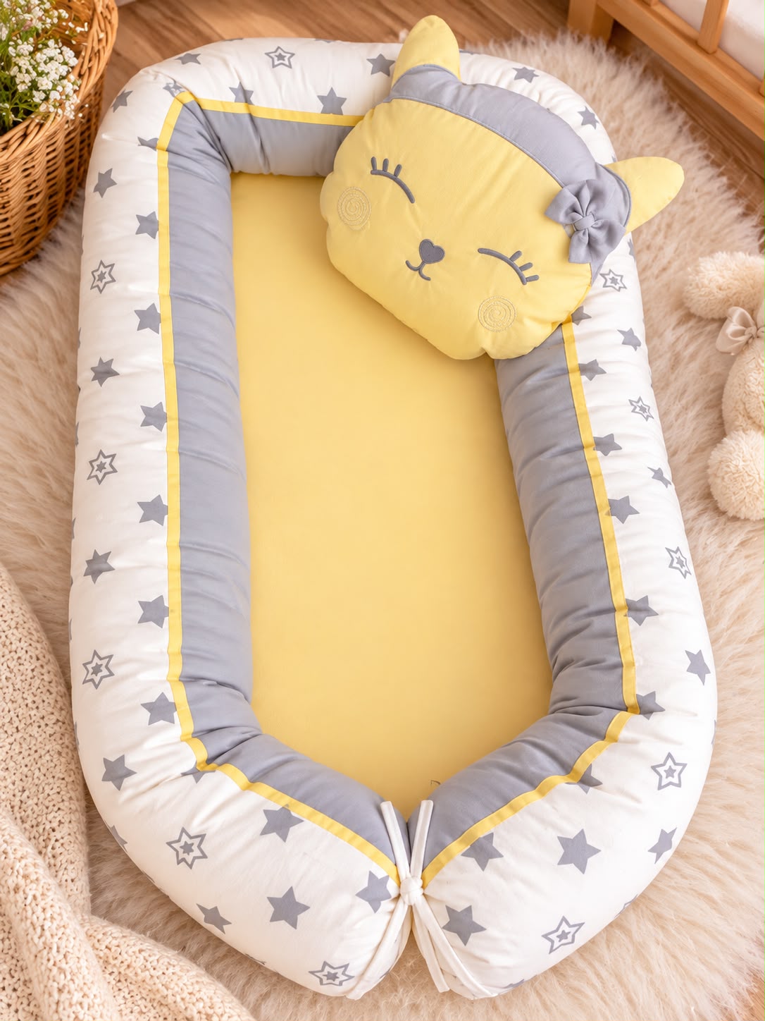 Kurdelyeli Kedi Yastıklı Babynest