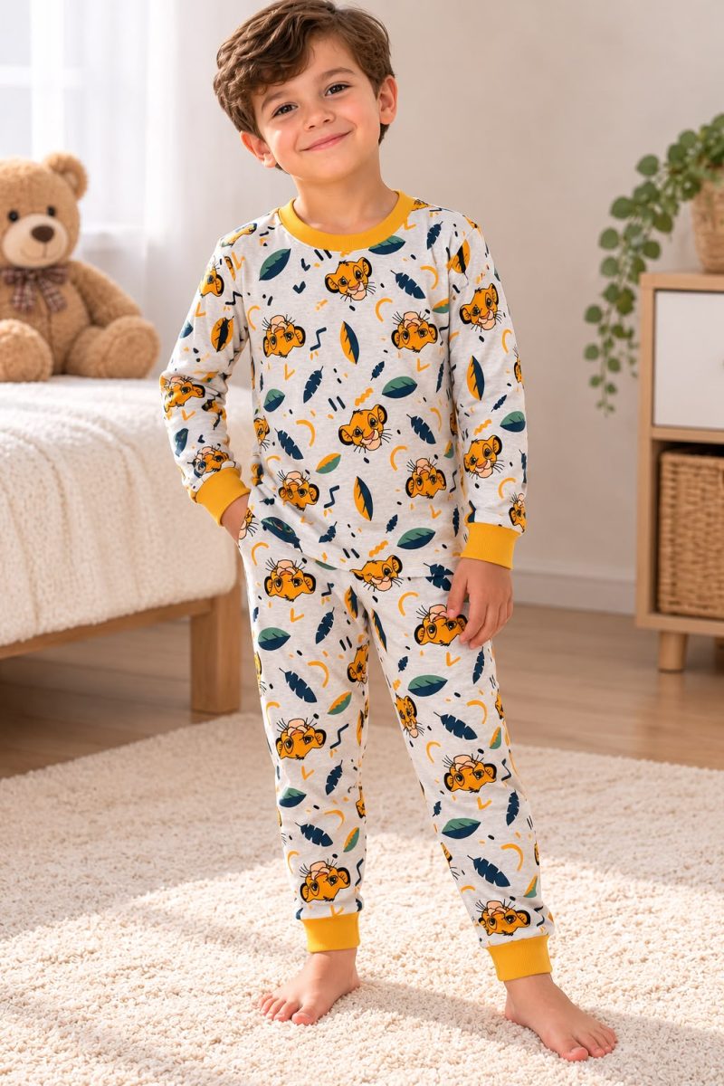 % 100 Pamuk Kumaş Aslan Pijama Takımı