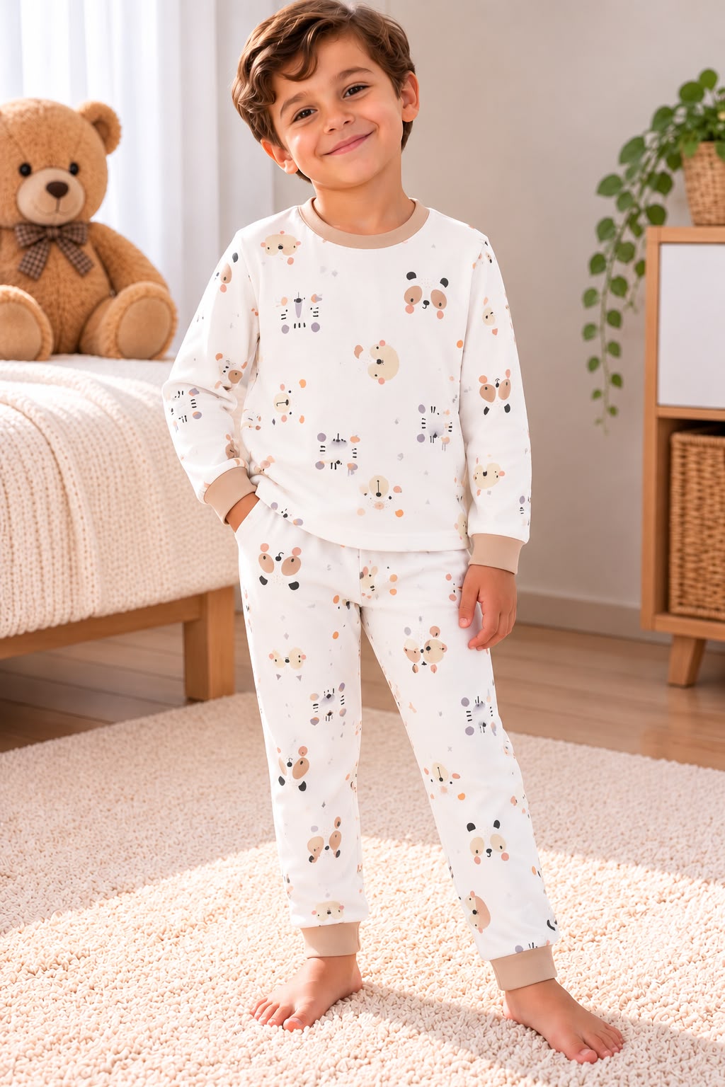 % 100 Pamuk İnsan Surat Pijama Takımı
