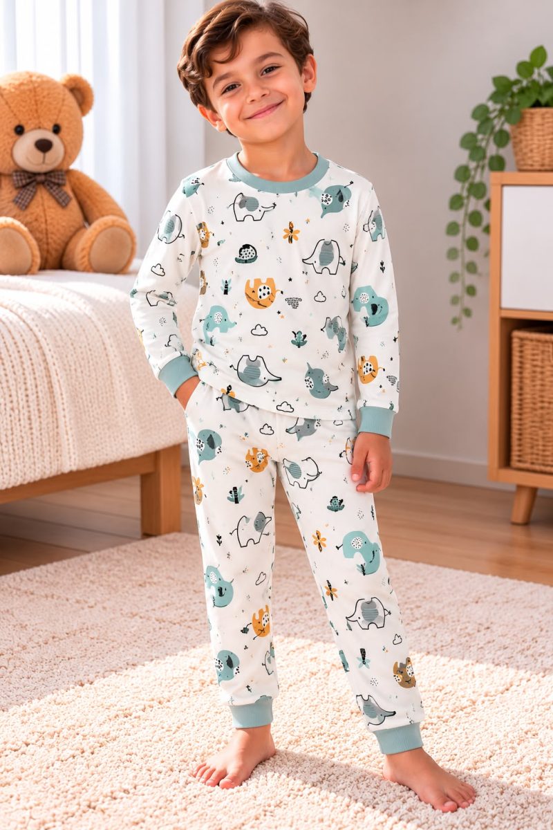 % 100 Pamuk Kumaş Filli Pijama Takımı