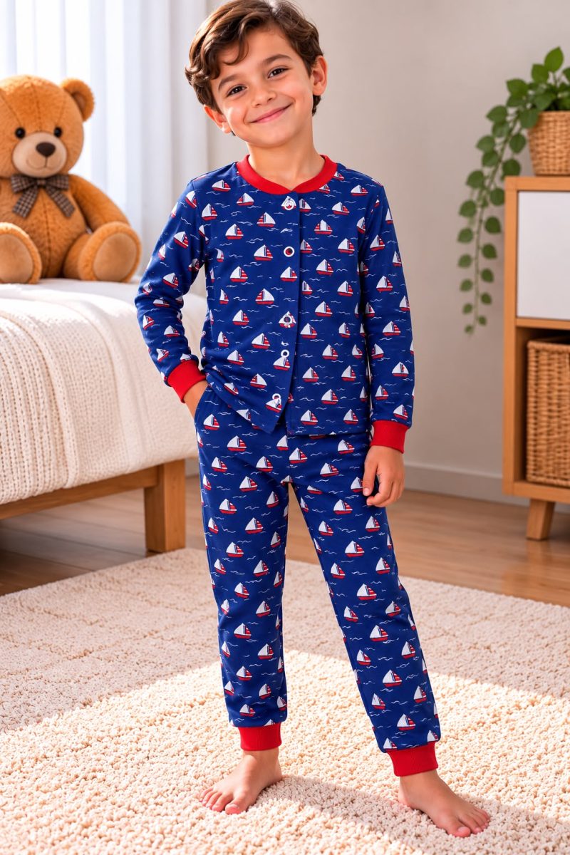 % 100 Pamuk Gemili Pijama Takımı