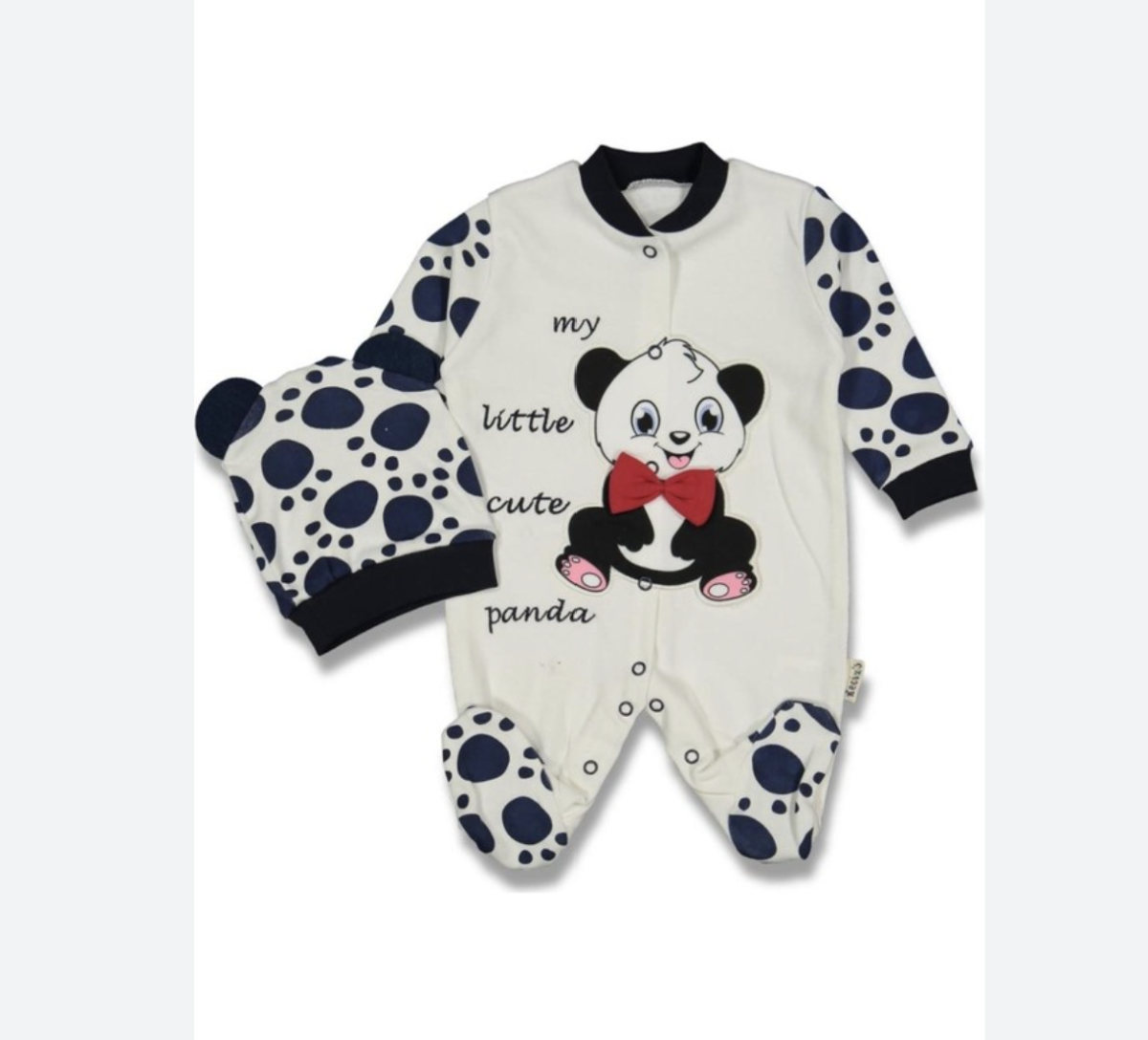 Unisex Bebek Beyaz Pandalı Tulum