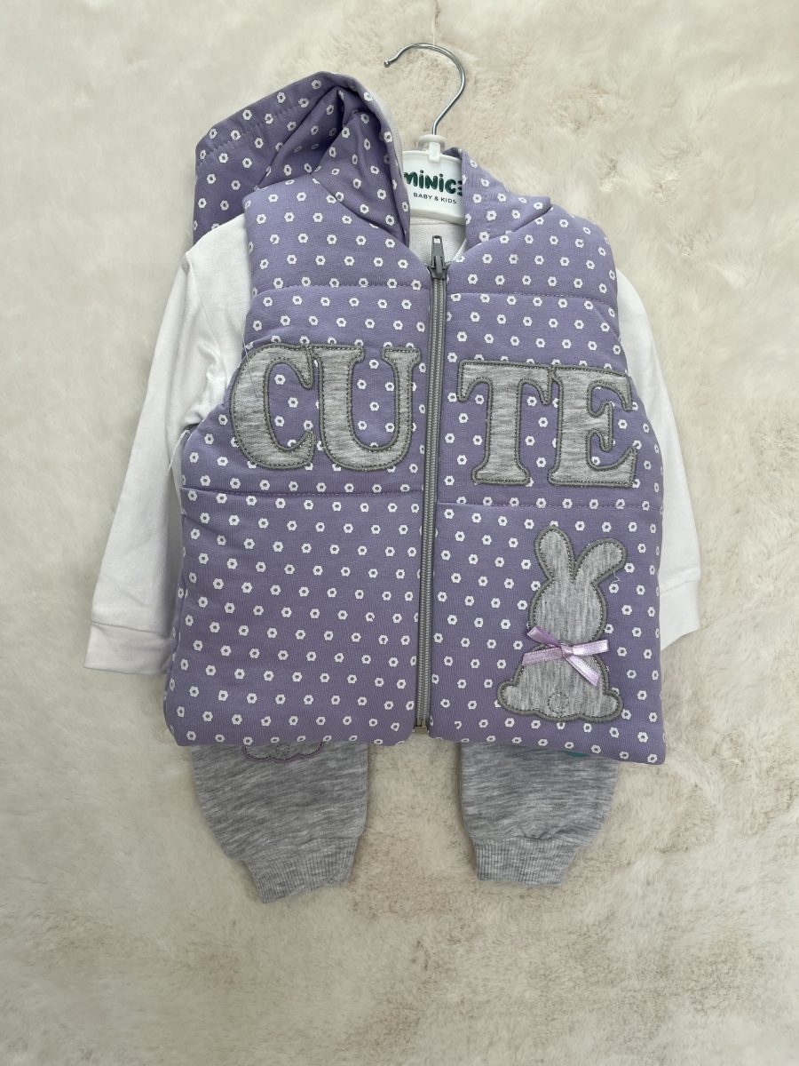 Cute Nakışlı Üçlü Kız Takım