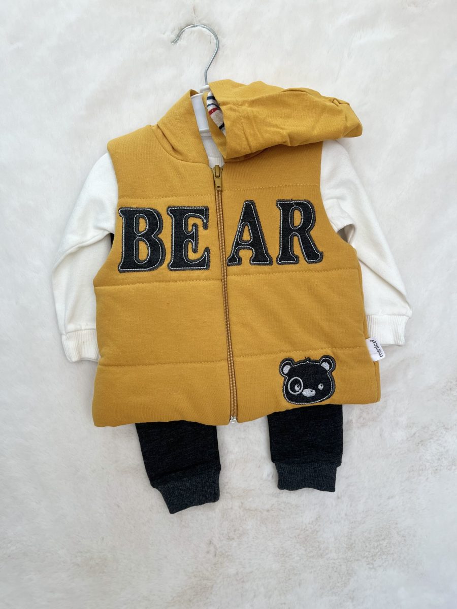 Bear Nakışlı Üçlü Erkek Takım