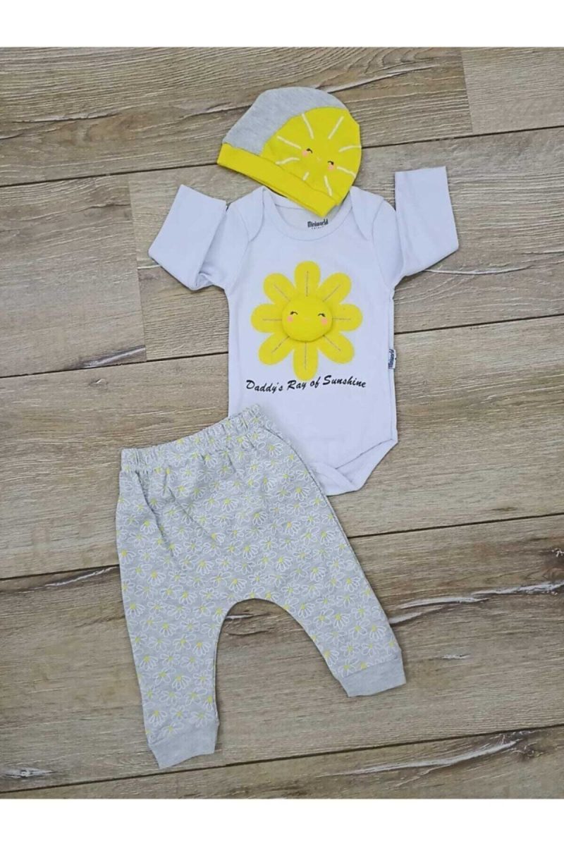 Kız Bebek Beyaz Papatyalı 3lü Takım