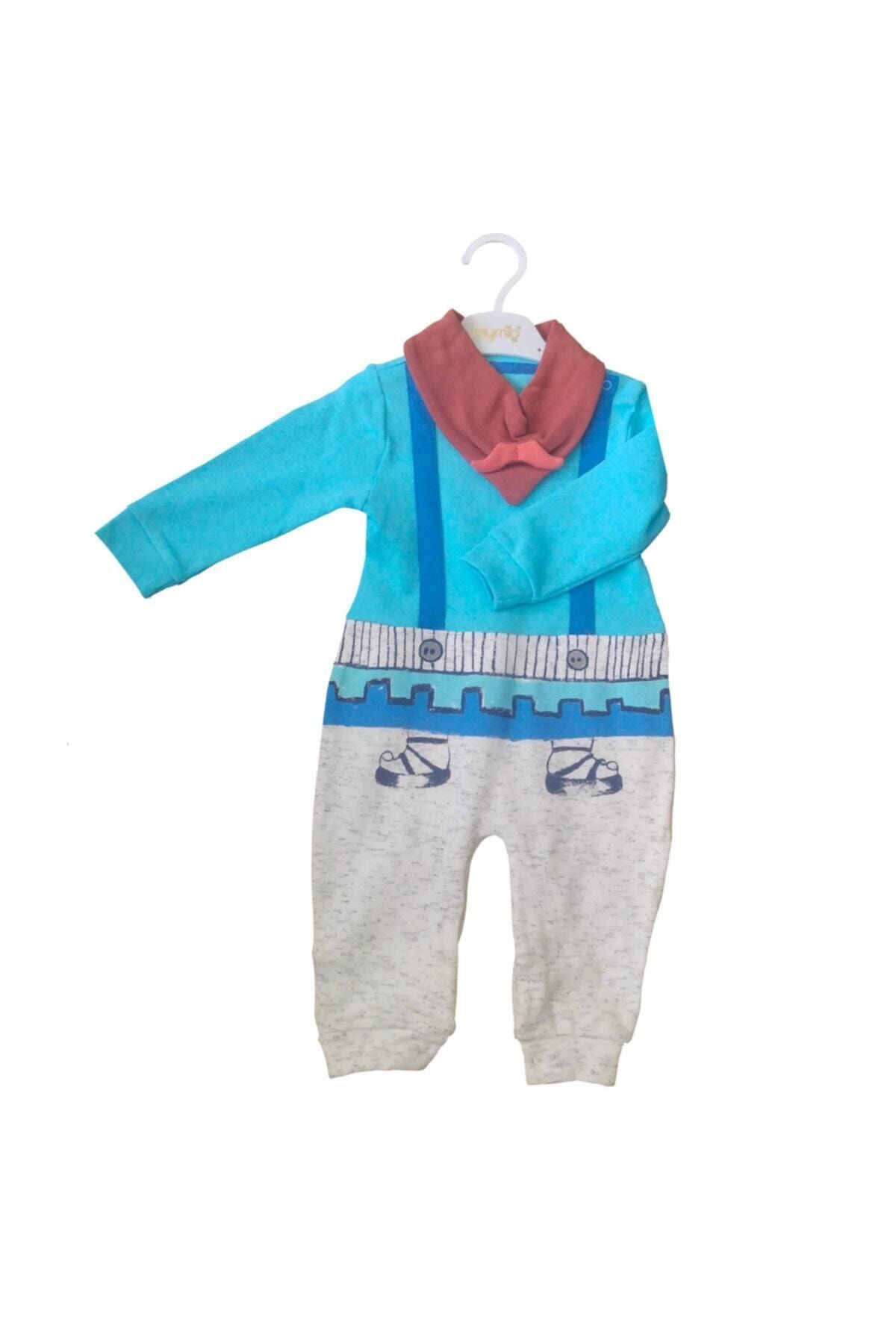 Fularlı Patiksiz Erkek Bebek Tulum
