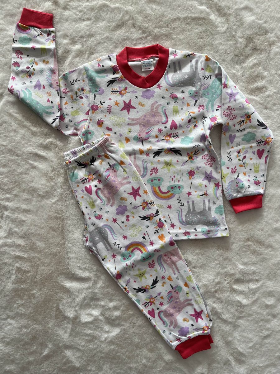 Düğmeli Unicornlu Pijama Takım