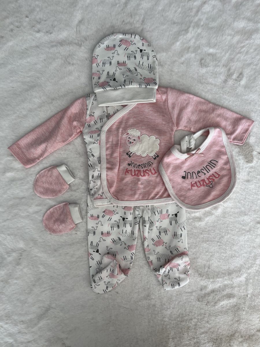3079 Annesinin Kuzusu Figürlü -Pembe 5 Li Hastane Çıkışı