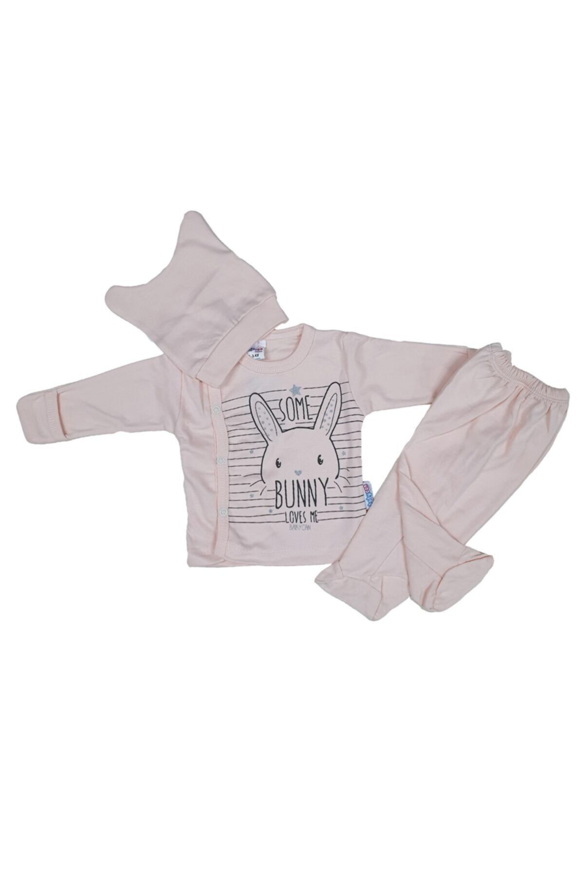 Unisex Bebek Pembe Tavşan Modelli Zıbın Takımı