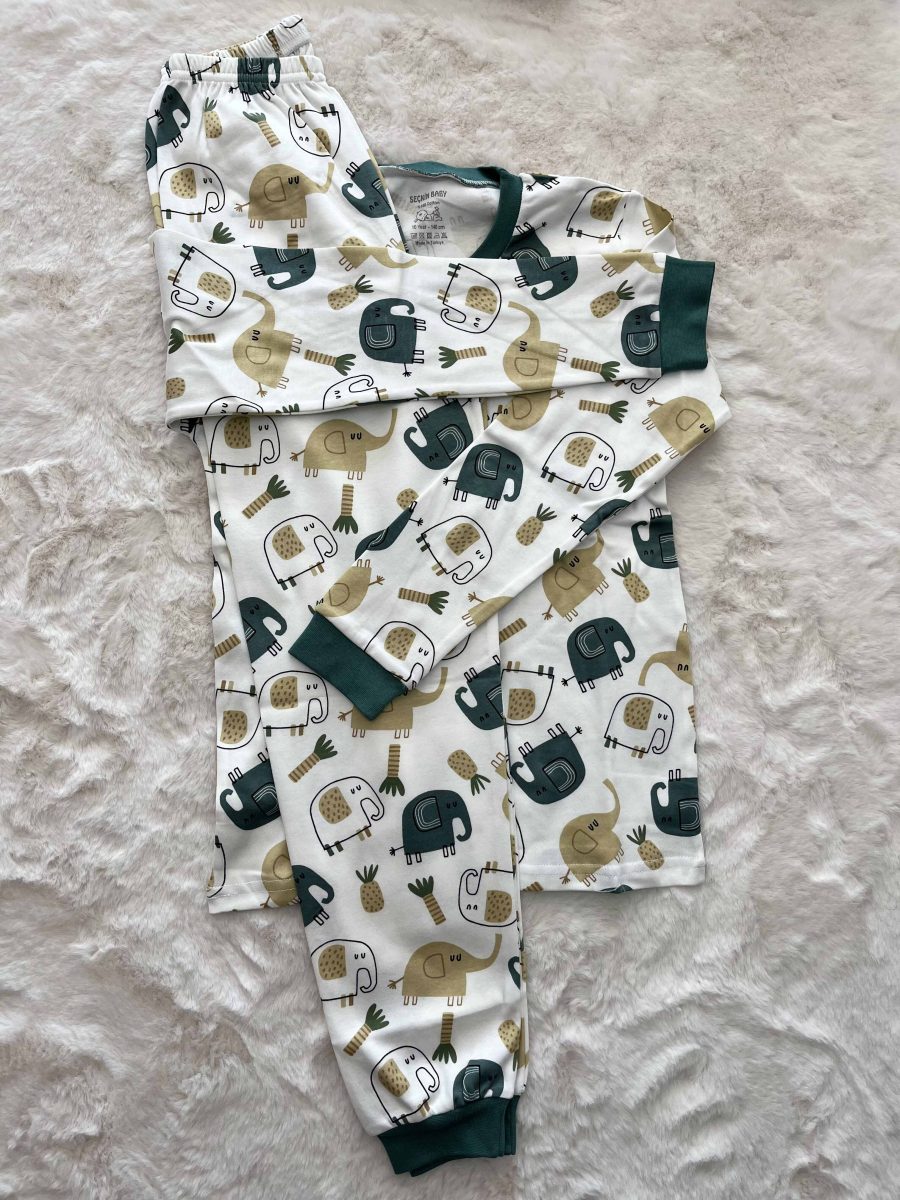 Yeşil Fil Desenli Pijama Takımı