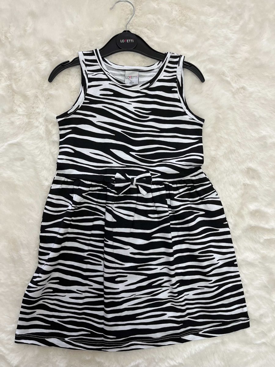 Zebra Desenli Kolsuz Elbise