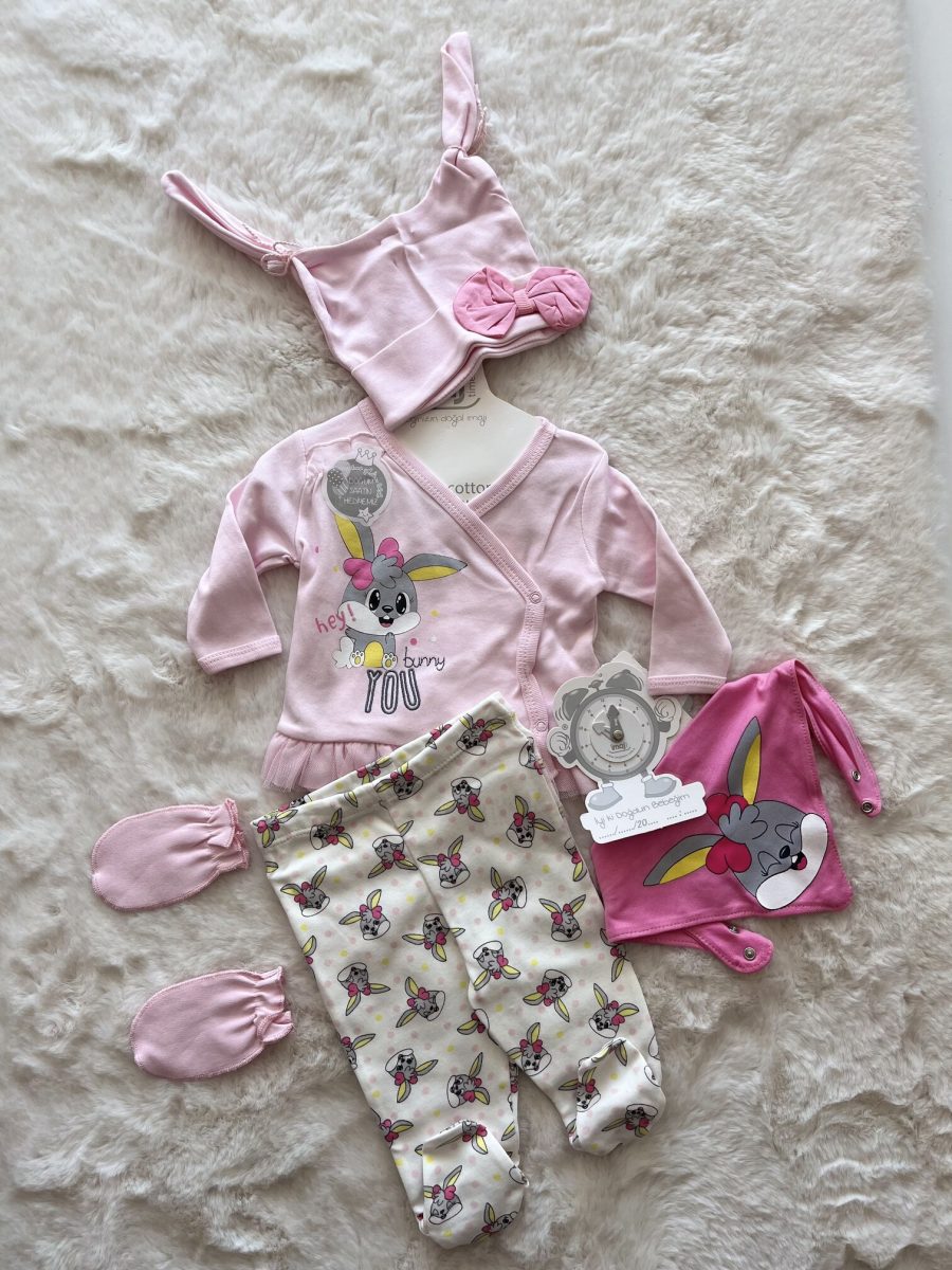 MA 5-079 Bunny Kız -Pembe 5&amp;amp;#039;Li Hastane Çıkışı