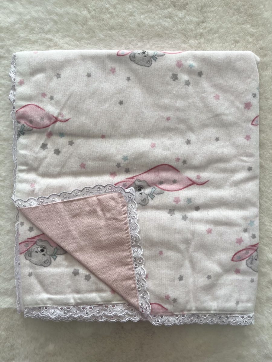 Kenarı Fistolu Bulutta Uyuyan Panda  Çift Kat Pazen Battaniye  80*80 cm