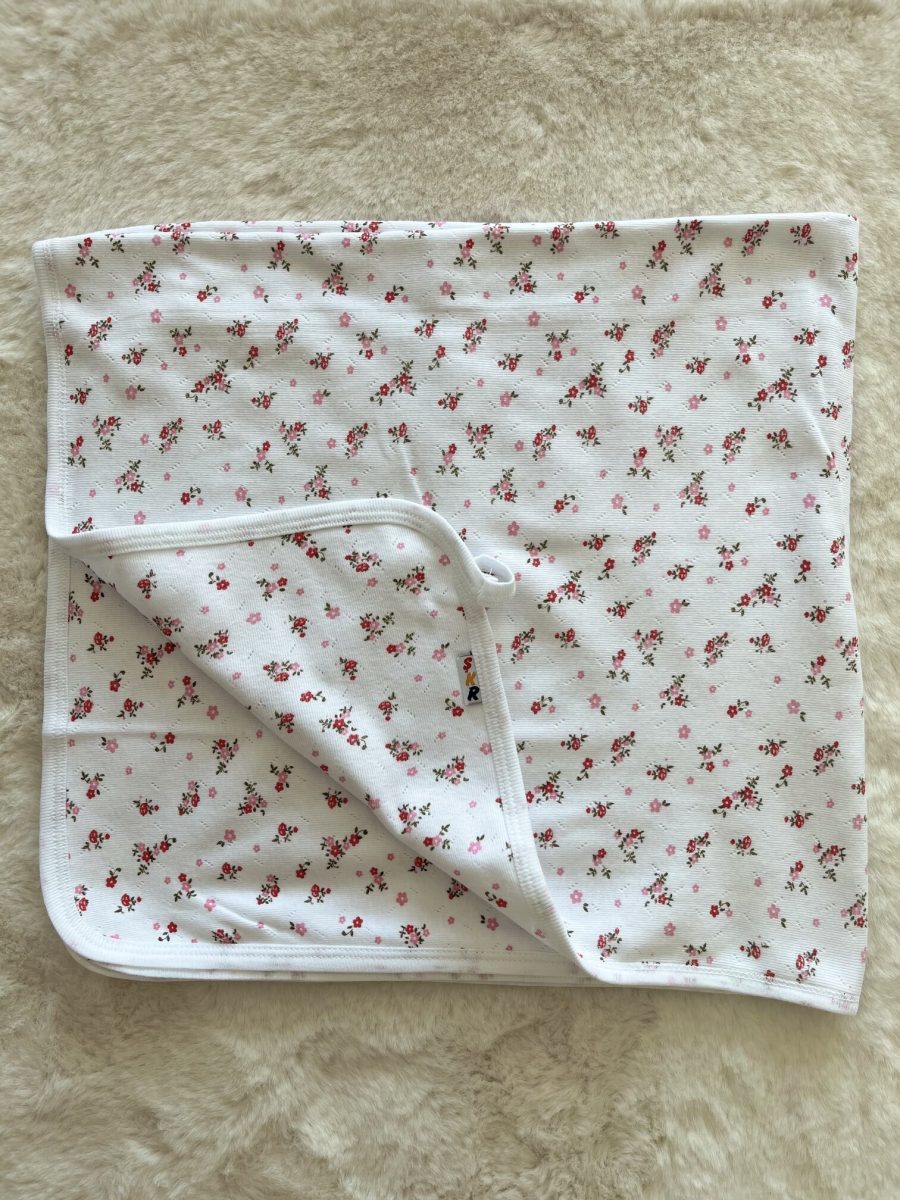 Çiçekli Jakarlı Ç Battaniye   Çift Kat 80*80 cm