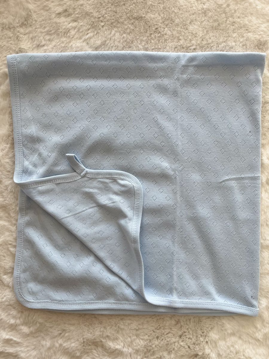 Mavi Jakarlı Tek Kat Battaniye 80*75 cm