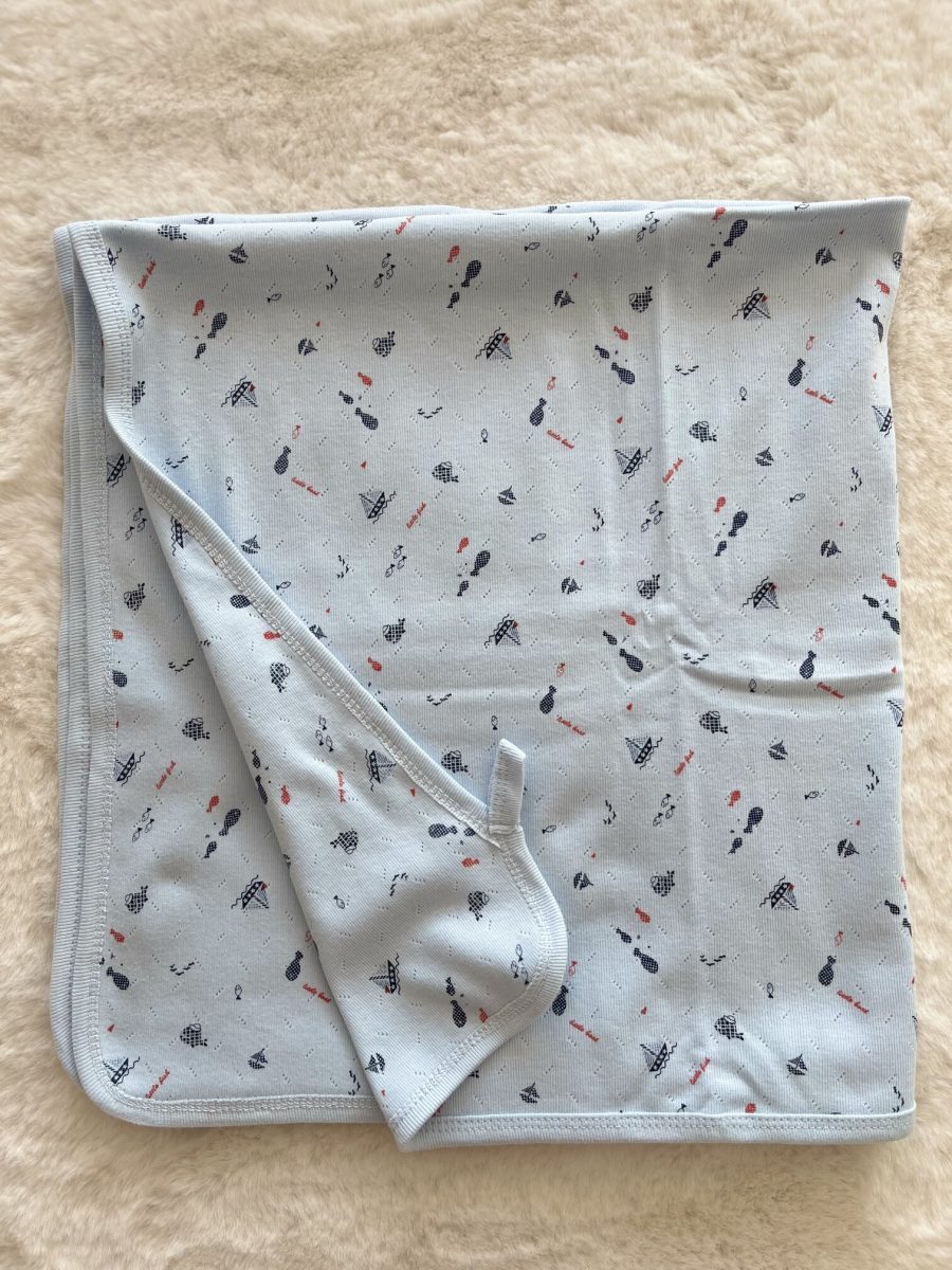 Balıklı   Jakarlı Çift  Kat Battaniye 80*75 cm