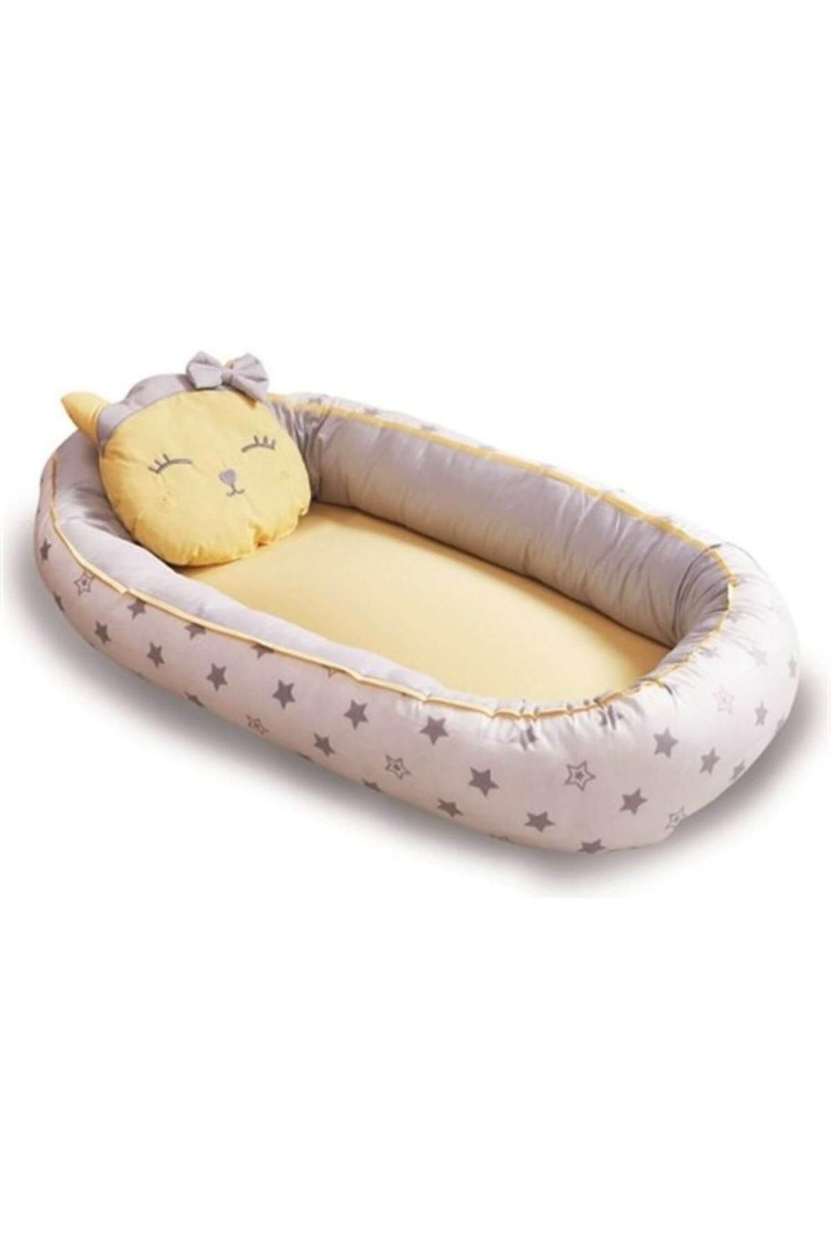 69097 Anne & Baba Yanı Yatağı Cute Cat Desen Lüx Baby Nest Yatak