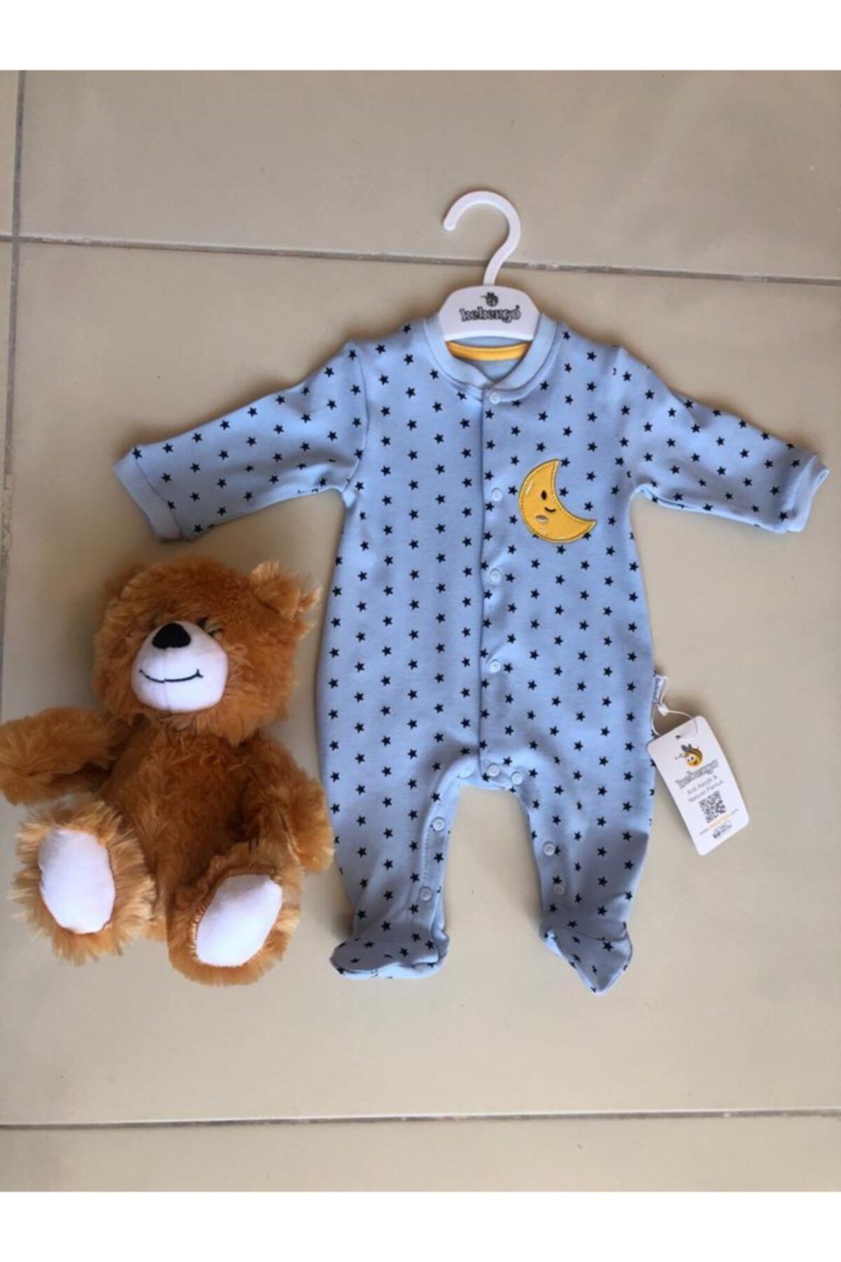 Yıldızlı Bebe Patikli Tulum 3062 Mavi