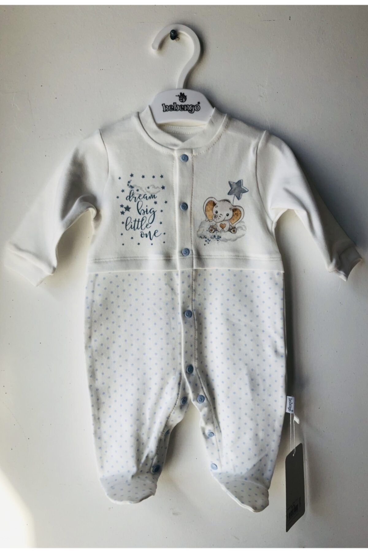 Bebek Ekru Fil Desenli Patikli Tulum 3071