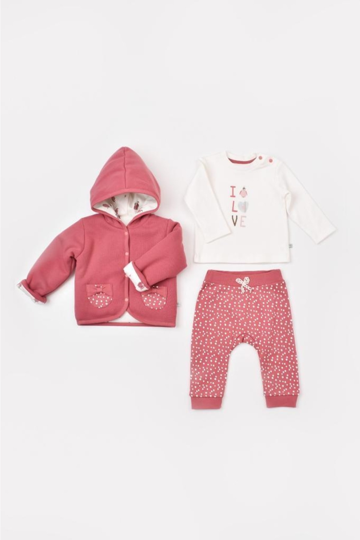 Little Love Ceketli Organik 3'lü Bebek Takım (rose Dry)
