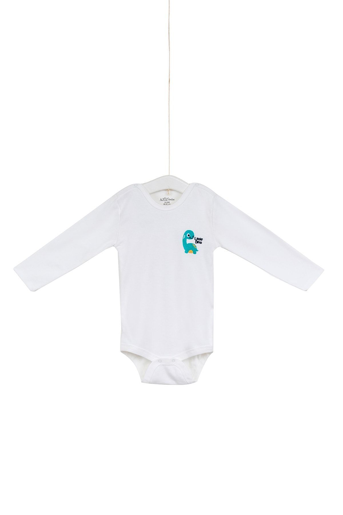 Little Dino Nakışlı Uzun Kollu Çıtçıtlı Body 12-36 Ay Azz001741