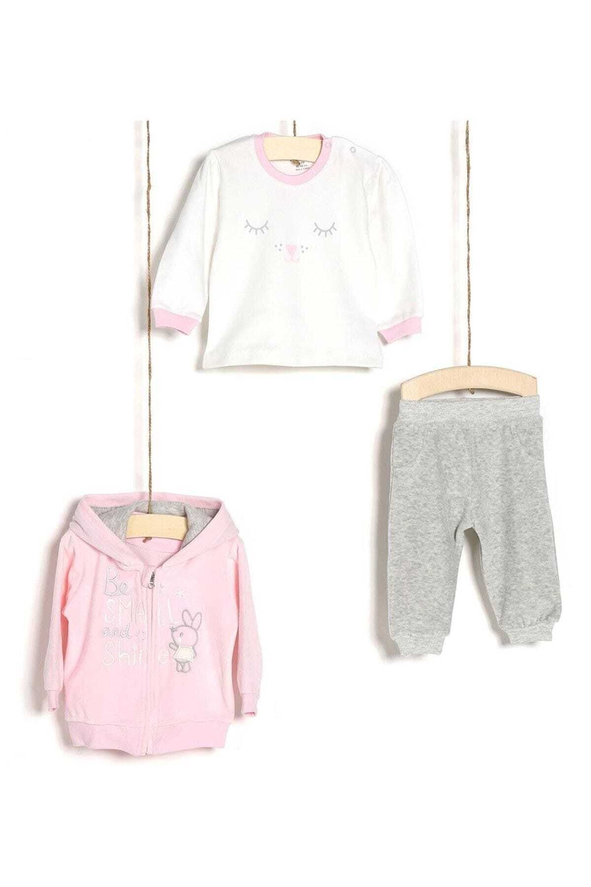 Kız Bebek Badi Pantolon Hırka 3lü Takım 3-24 Ay 3111