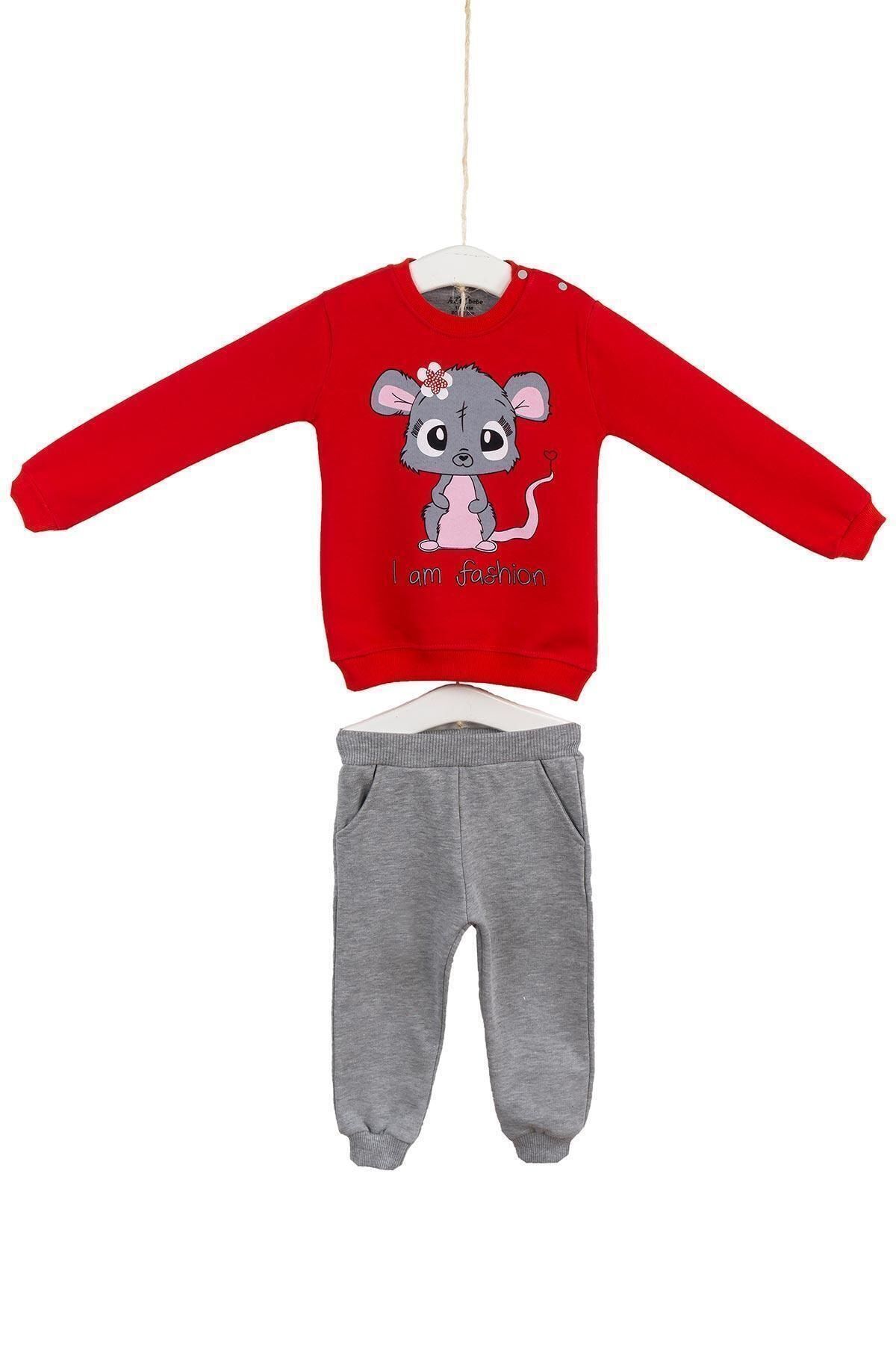 Kız Bebek Kırmızı Eşofman Takımı Azz064390