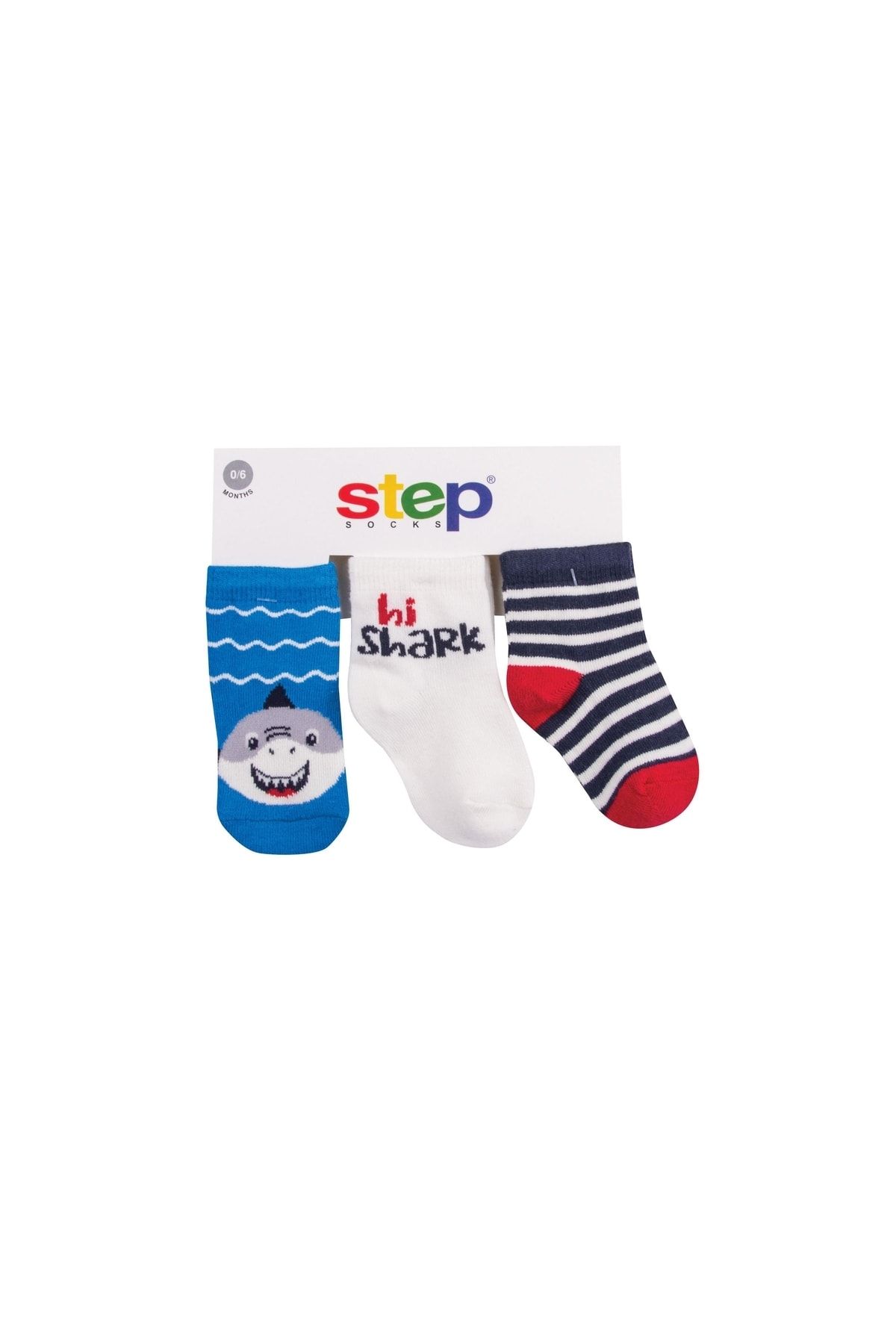 Unisex Bebek Karışık Renkli Hı Shark Soket Çorap 3lü 10157