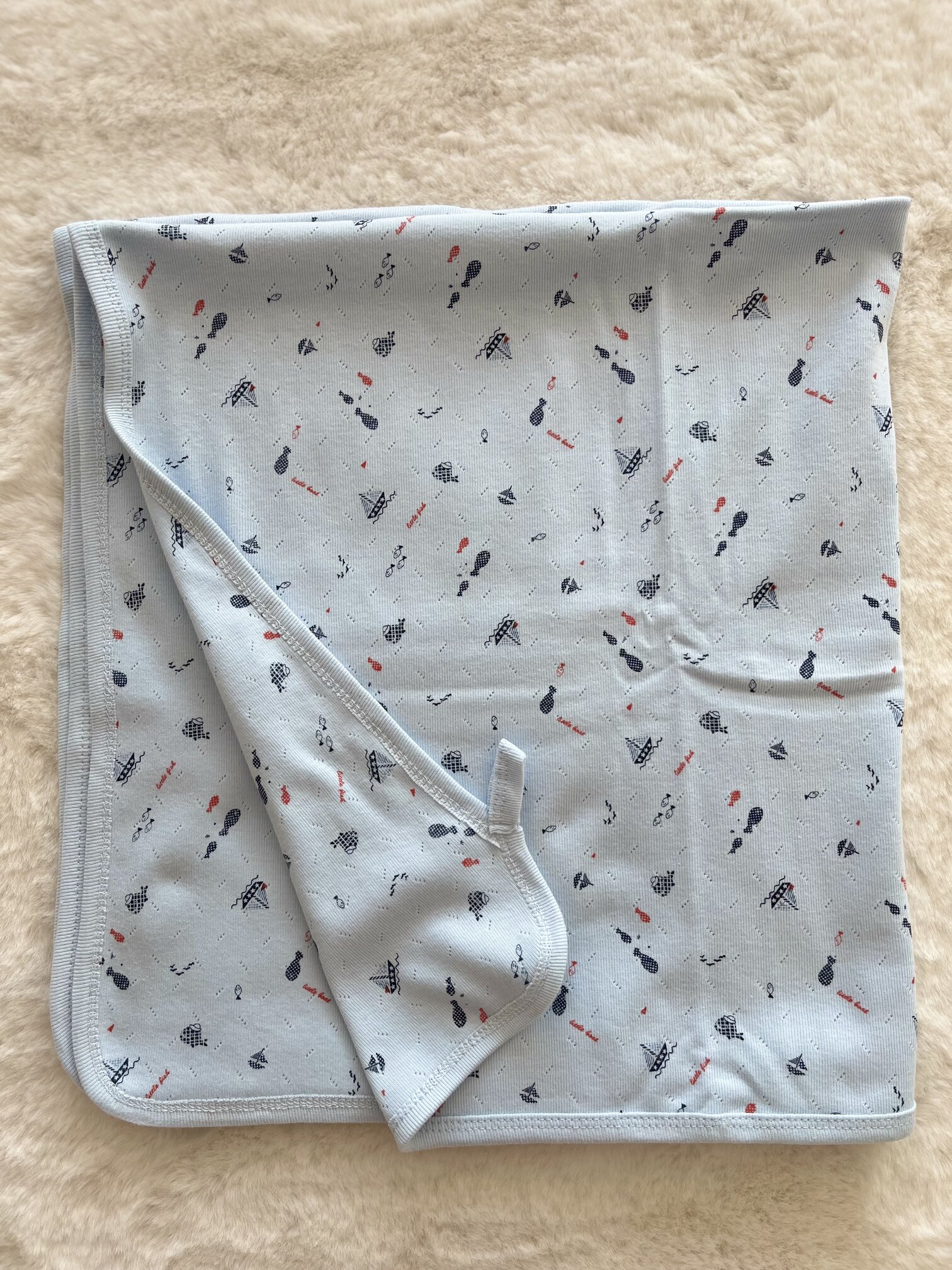 Balıklı   Jakarlı Çift  Kat Battaniye 80*75 cm