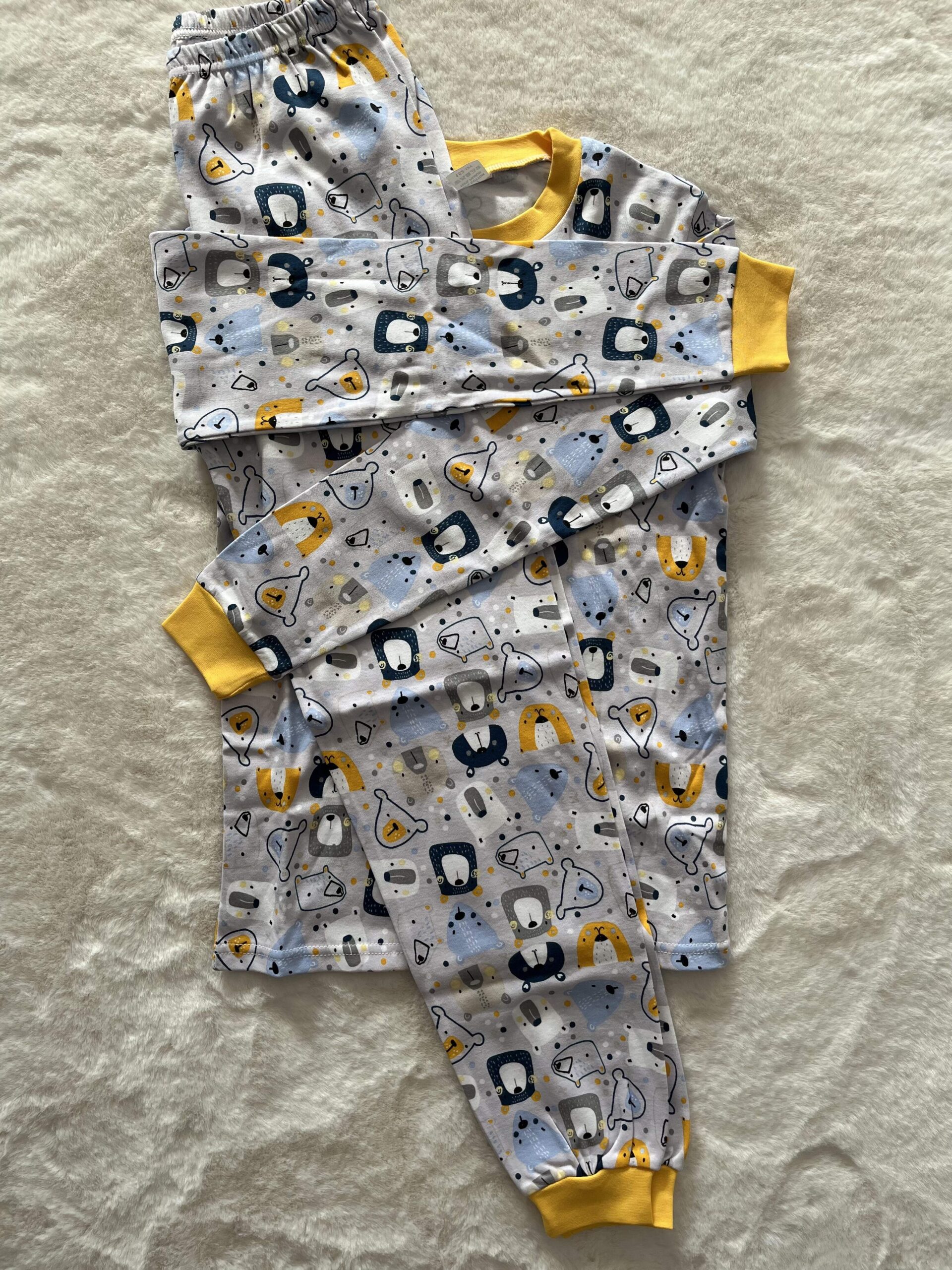 Renkli Ayı Kafalar Pijama Takım