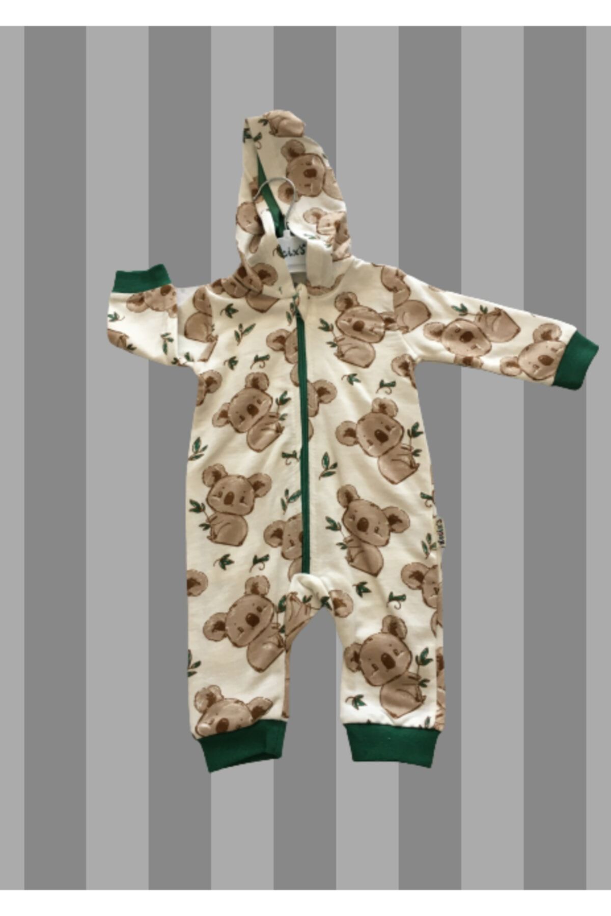 Unisex Bebek  Yeşil Koala Kapşonlu Dış Tulum